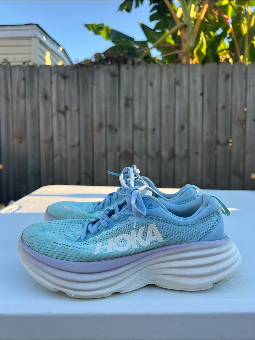 Women’s Hoka Bondi 8 Women’s Light Blue Athletic Running Shoes size 6.5